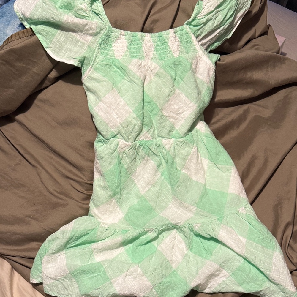 Cat & Jack Mint Green and White Checkered Dress